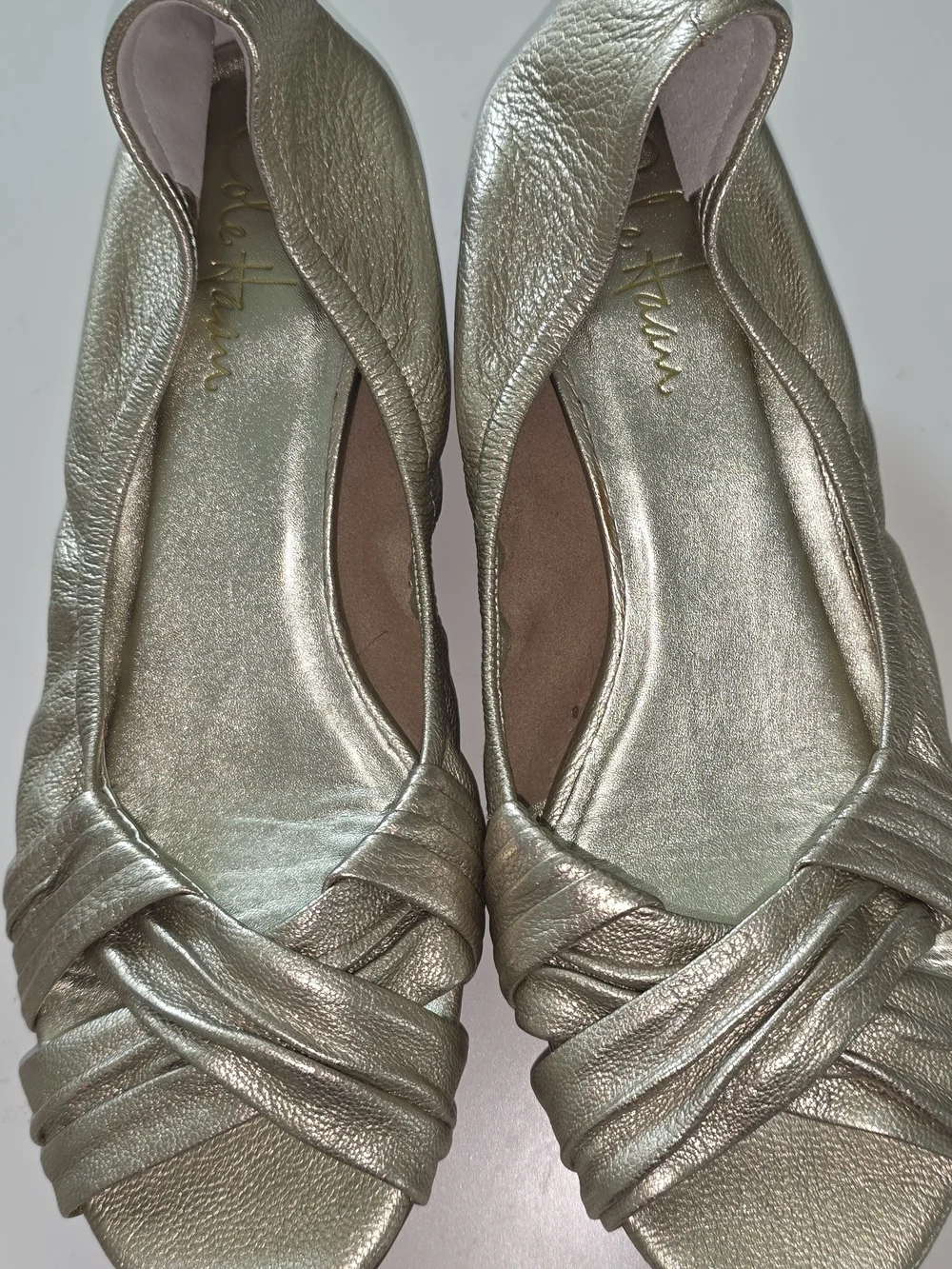 Cole Haan Metallic Silver Leather Flats